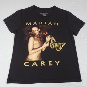 MARIAH CAREY BUTTERFLY ALBUM ART GLITTER LOGO BLACK SMALL WOMENS T-SHIRT H1506